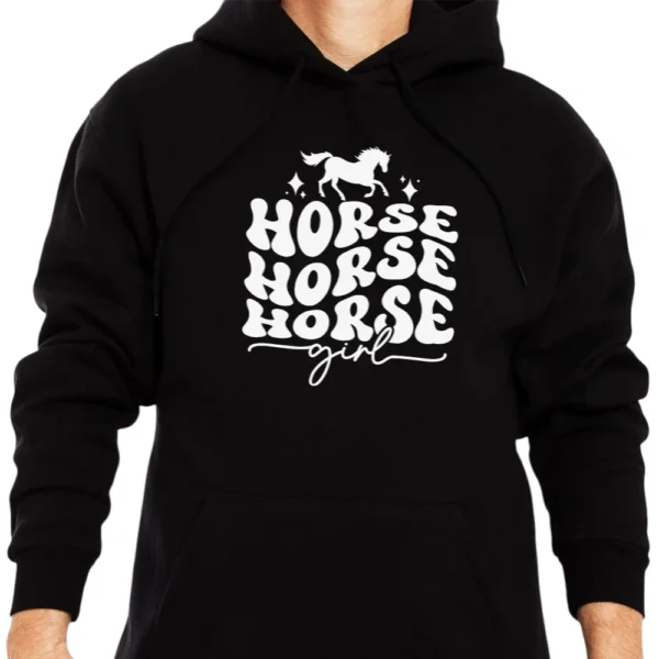 Horse Horse Horse Girl Hoodie - Black