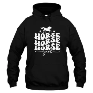 Horse Horse Horse Girl Hoodie - Black