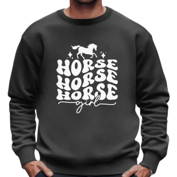 Horse Horse Horse Girl Sweatshirt - Dark Grey