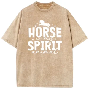 Horse Is My Spirit Animal Washed Tshirts - Coffee