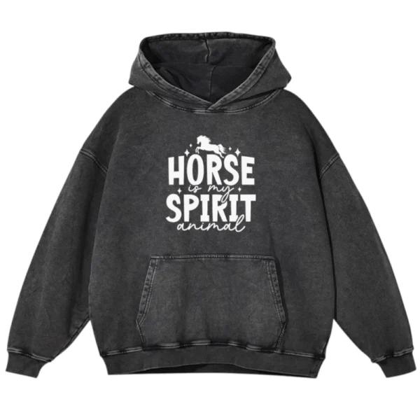 Horse Is My Spirit Animal Washed Pullover Hoodie
