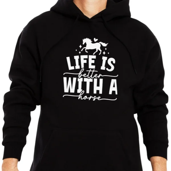 Life Is Better With Horses Hoodie - Black