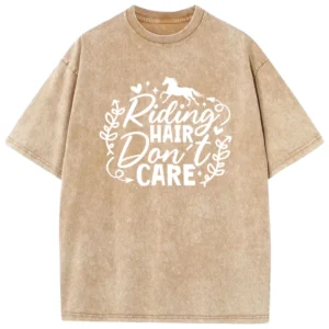 Riding Hair Don't Care Washed Tshirts - Coffee