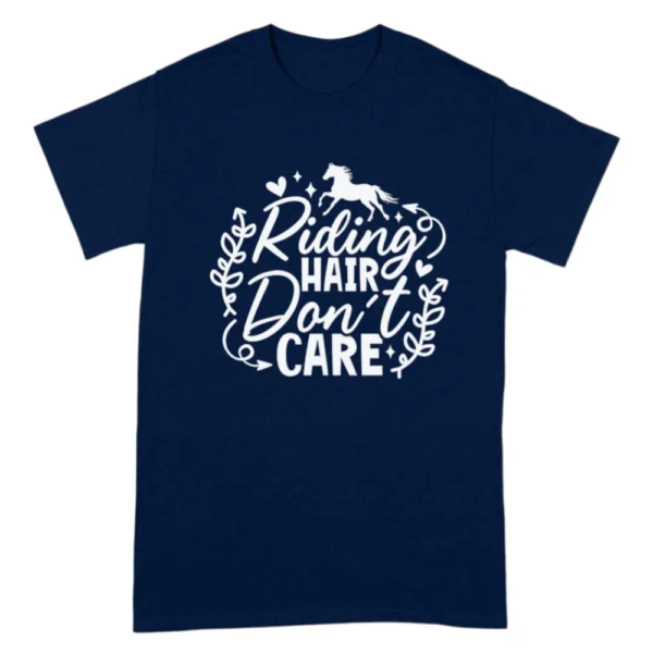 Riding Hair Don't Care TShirt - Navy