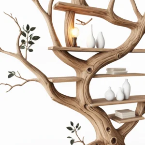 Handcrafted Tree Branch Shelf – Nature-Inspired Art & Storage2