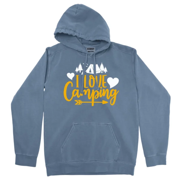I Love Camping Unisex Comfort Colors Hooded Sweatshirt