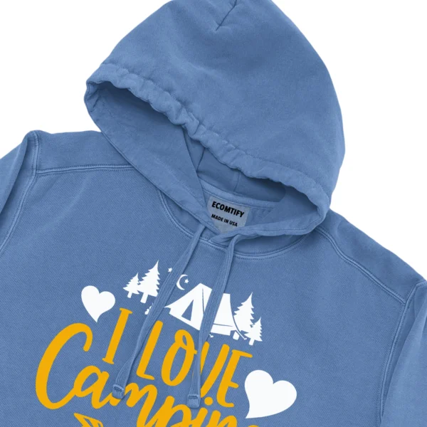I Love Camping Unisex Comfort Colors Hooded Sweatshirt