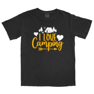 I Love Camping Unisex Comfort Colors T-shirts - Black