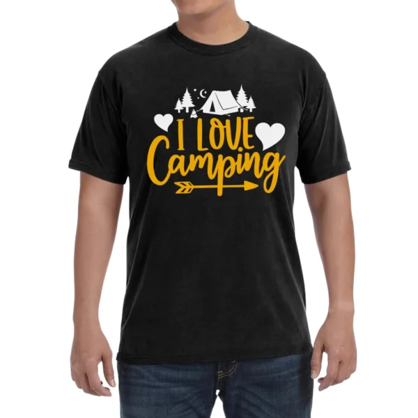 I Love Camping Unisex Comfort Colors T-shirts - Black