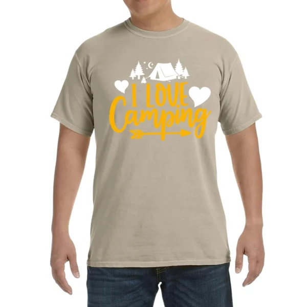 I Love Camping Unisex Comfort Colors T-shirts - Sand