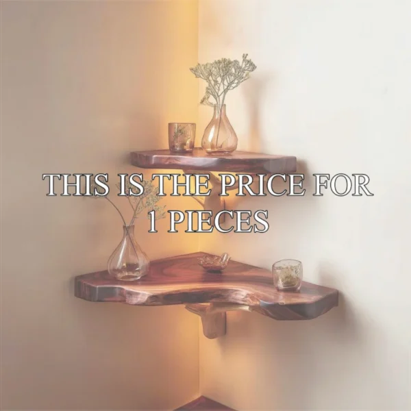 Corner Live Edge Walnut Floating Shelves – Farmhouse Wall Decor