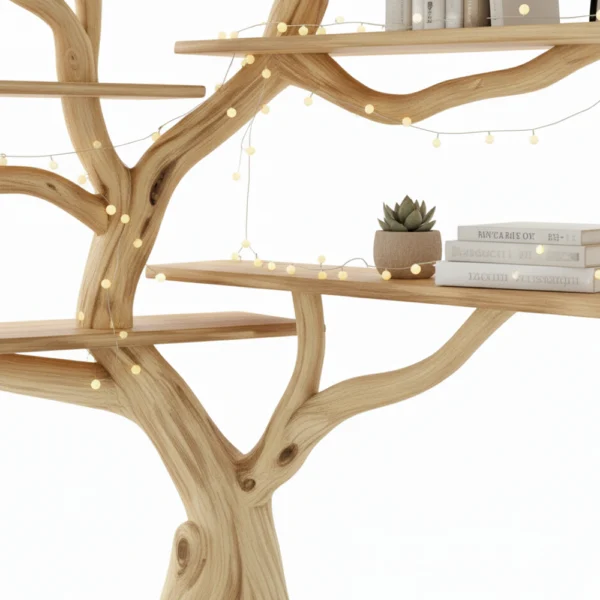 Driftwood Corner Shelf - Handmade Tree-Shaped Bookcase from Reclaimed Wood