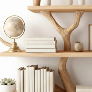 Handcrafted Driftwood Bookshelf – Handmade Solid Wood Tree Bookshelf2