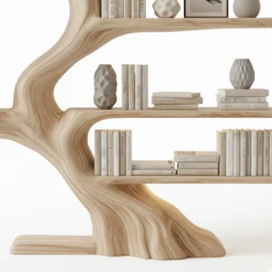 Handcrafted Driftwood Tree Branch Corner Shelf – Floating Mid-Century Bookcase, Custom Rustic Wall-Mounted Home Decor2