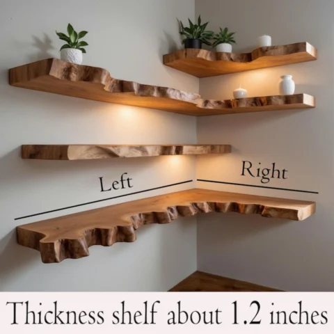 Handcrafted Live Edge Corner Floating Shelf in Solid Wood2