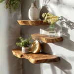 Handcrafted Live Edge Floating Shelf – Natural Wood Wall-Mounted Accent