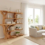 Handcrafted Tree Branch Bookshelf - Solid Wood Tree Branch Wall Shelf