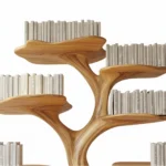 Handcrafted Tree Branch Bookshelf - Solid Wood Wall-Mounted Art Shelf Handmade Furniture