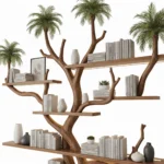 Handcrafted Tree Branch Bookshelf  - Solid Wood Wall-Mounted Shelf Natural Living Room Decor