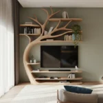 Handcrafted Tree TV Stand and Bookshelf