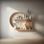 Handmade Full Round Wood Wall Shelf - Modern Rustic Floating Shelf with Slatted Detail