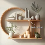 Handmade Full Round Wood Wall Shelf - Modern Rustic Floating Shelf with Slatted Detail