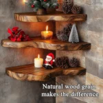 Live Edge Corner Shelf Solid Wood - Corner Wall Shelf Walnut Home Decor
