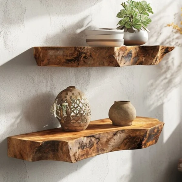 Live Edge Floating Shelf Handcrafted Art for Your Walls