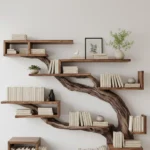 Rustic Christmas Tree Bookshelf - Handcrafted Solid Wood Wall Display