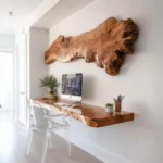 Rustic Design Live Edge Floating Solid Wood Desk