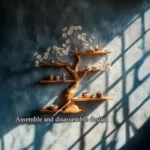 Rustic Solid Wood Cherry Blossom Tree Bookshelf