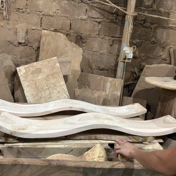 Rustic Solid Wood Wave Floating Shelves Handcrafted