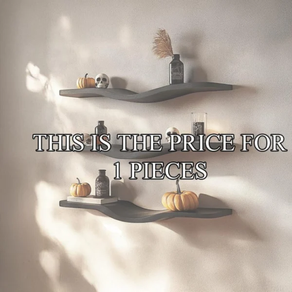 Rustic Solid Wood Wave Floating Shelves Handcrafted