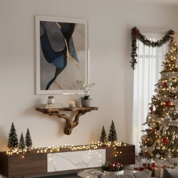 Sculptural Live Edge Branch Floating Shelf - Upcycled Natural Art