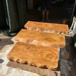 Sun Design Wooden Wall Shelf - Hand-Carved Sun Art