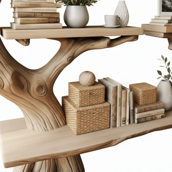 Tree Branch Wall Shelf - Handcrafted Nature-Inspired Display In Solid Wood