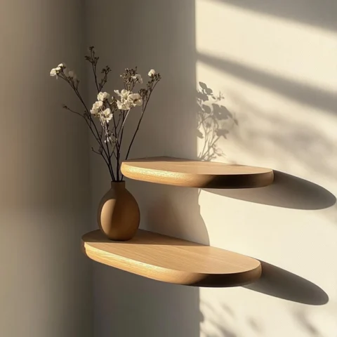 Floating Shelves in Natural Wood - Consoleless Floating Shelf