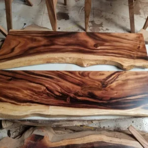 Luxury Live-Edge Corner Floating Shelf – Solid Monkey Pod Wood2